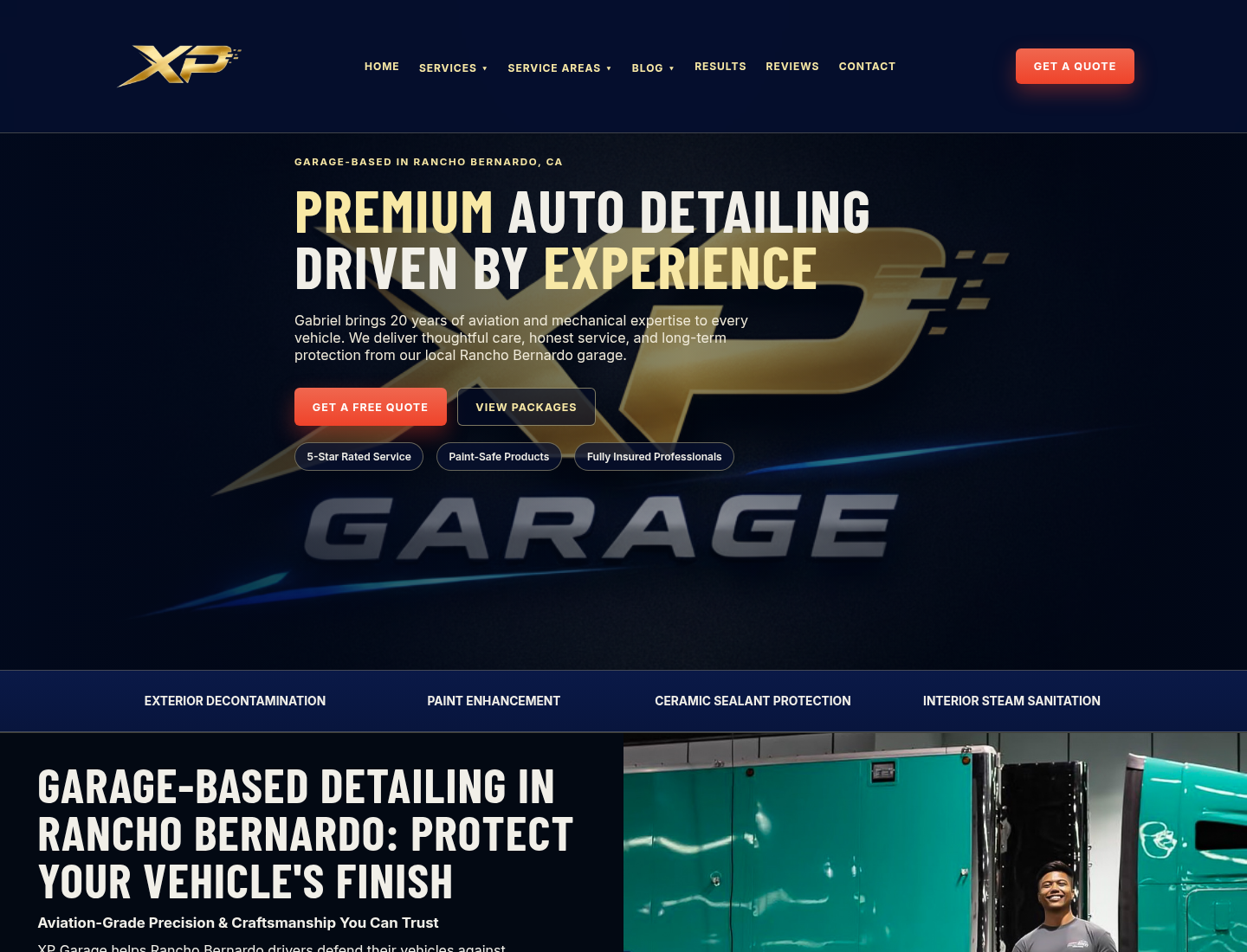 XP Garage website built and marketed by Felix Crego
